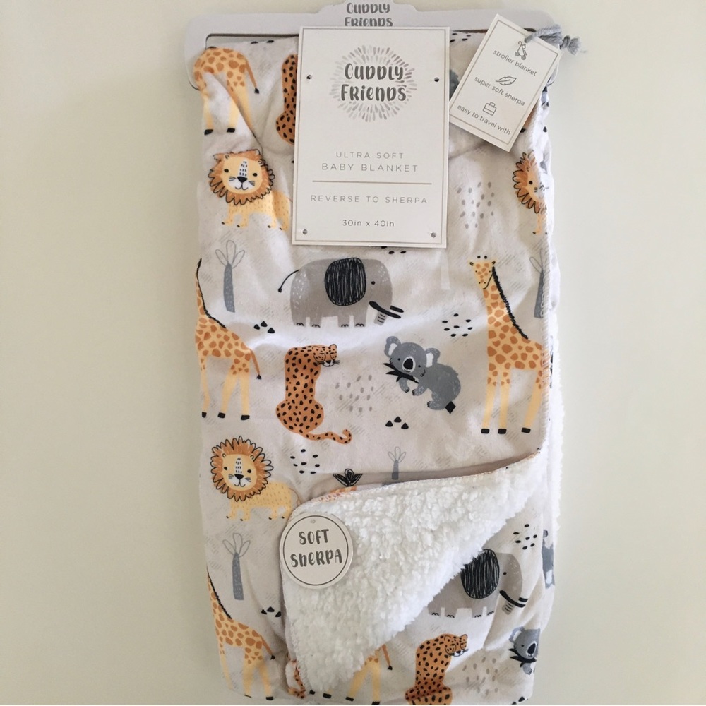 Baby Blanket Super Soft Cozy Sherpa Animal Theme Baby Gift  NEW | Cuddly Friends